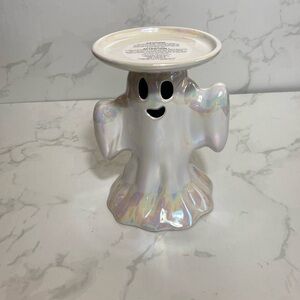 New Viral Bath & Body Works White Iridescent Ghost Pedestal 3-Wick Candle Holder